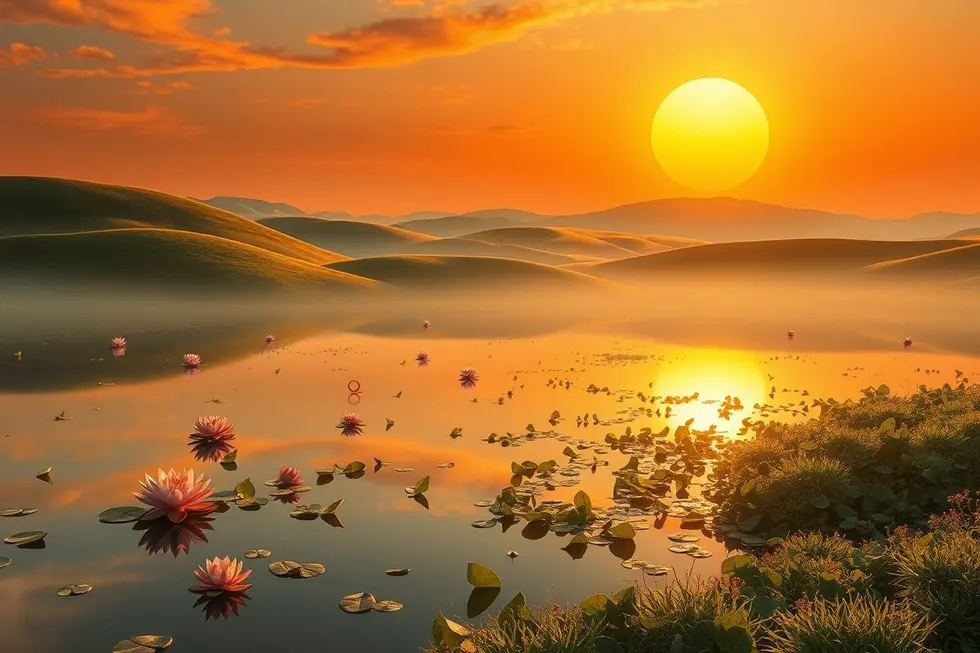 Paisagem tranquila simbolizando amor e espiritualidade.